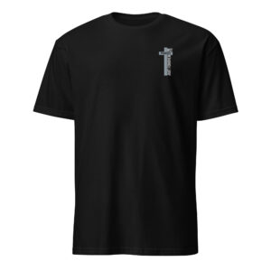 Embroidery cross t shirt for man gift white color text, Short-Sleeve Unisex T-Shirt