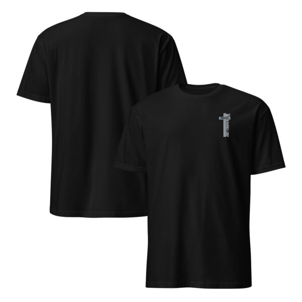 Embroidery cross t shirt for man gift white color text, Short-Sleeve Unisex T-Shirt - Image 2