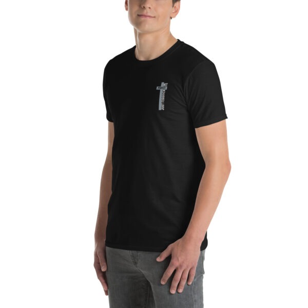 Embroidery cross t shirt for man gift white color text, Short-Sleeve Unisex T-Shirt - Image 3