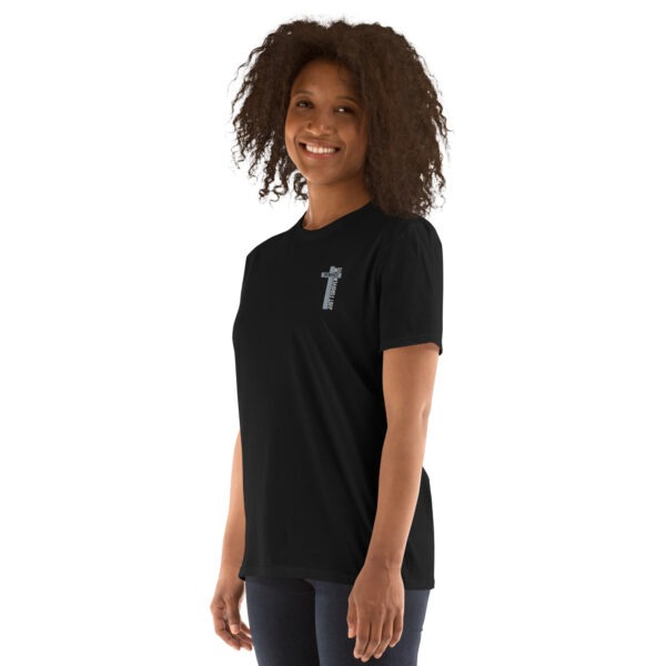 Embroidery cross t shirt for man gift white color text, Short-Sleeve Unisex T-Shirt - Image 4