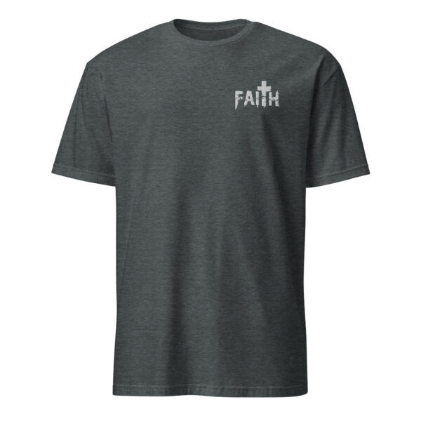 Faith t shirt for man embroidered with the word faith left chest white color, Unisex T-Shirt - Image 5