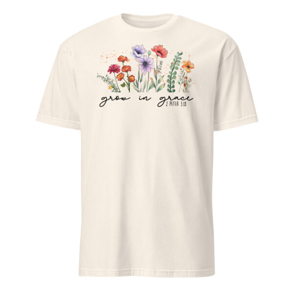 Bible verse t shirts gift Grow in Grace tee gift floral Short-Sleeve Unisex T-Shirt - Image 6