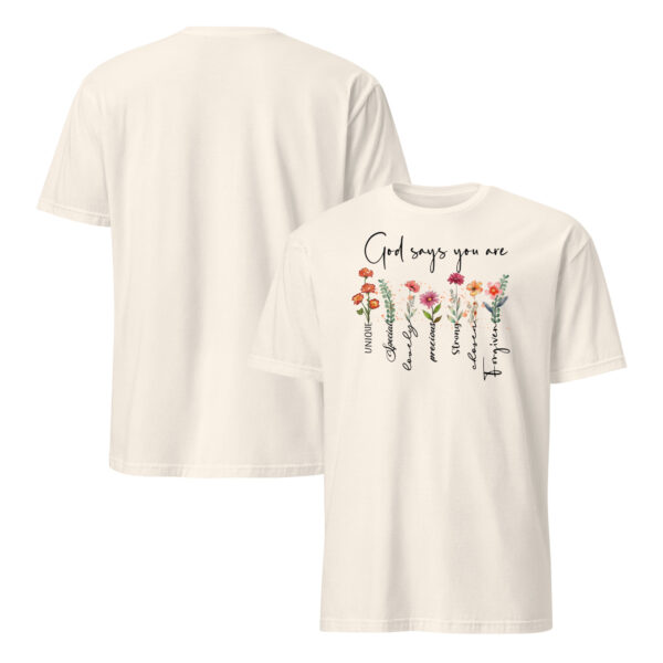 Christian Quotes t shirts gift, floral faith t shirts gift Short-Sleeve Unisex T-Shirt - Image 3