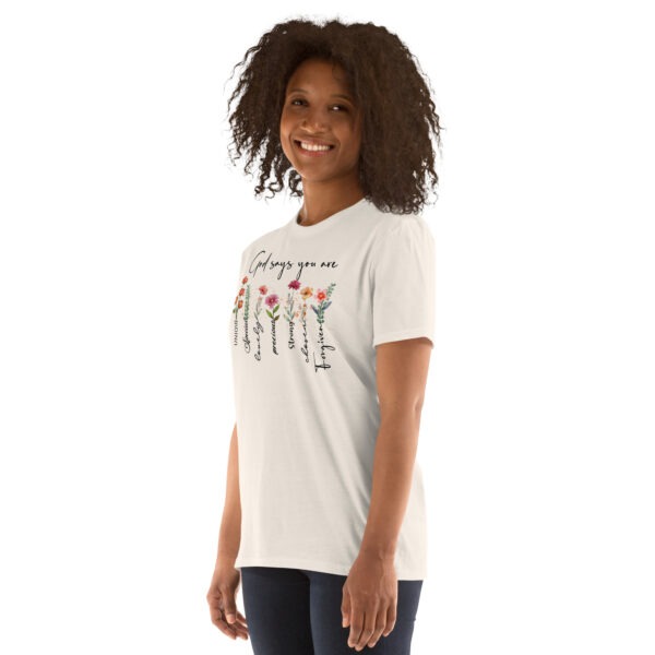 Christian Quotes t shirts gift, floral faith t shirts gift Short-Sleeve Unisex T-Shirt - Image 4