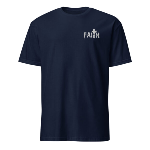 Faith t shirt for man embroidered with the word faith left chest white color, Unisex T-Shirt - Image 3