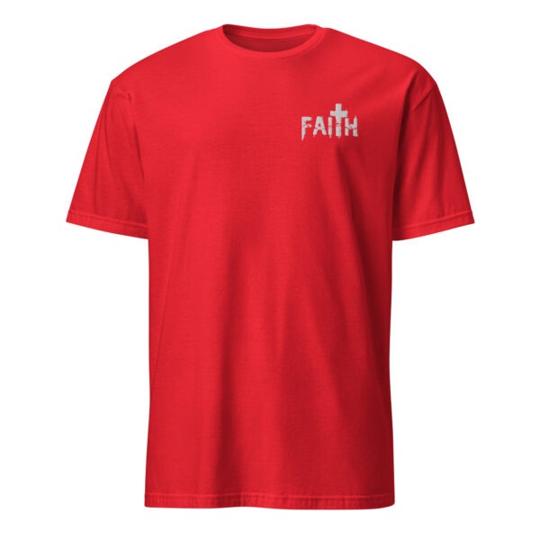 Faith t shirt for man embroidered with the word faith left chest white color, Unisex T-Shirt - Image 7