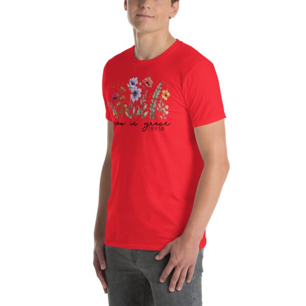 Bible verse t shirts gift Grow in Grace tee gift floral Short-Sleeve Unisex T-Shirt - Image 2