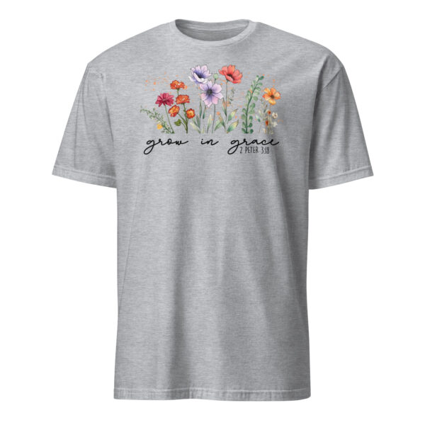 Bible verse t shirts gift Grow in Grace tee gift floral Short-Sleeve Unisex T-Shirt - Image 5