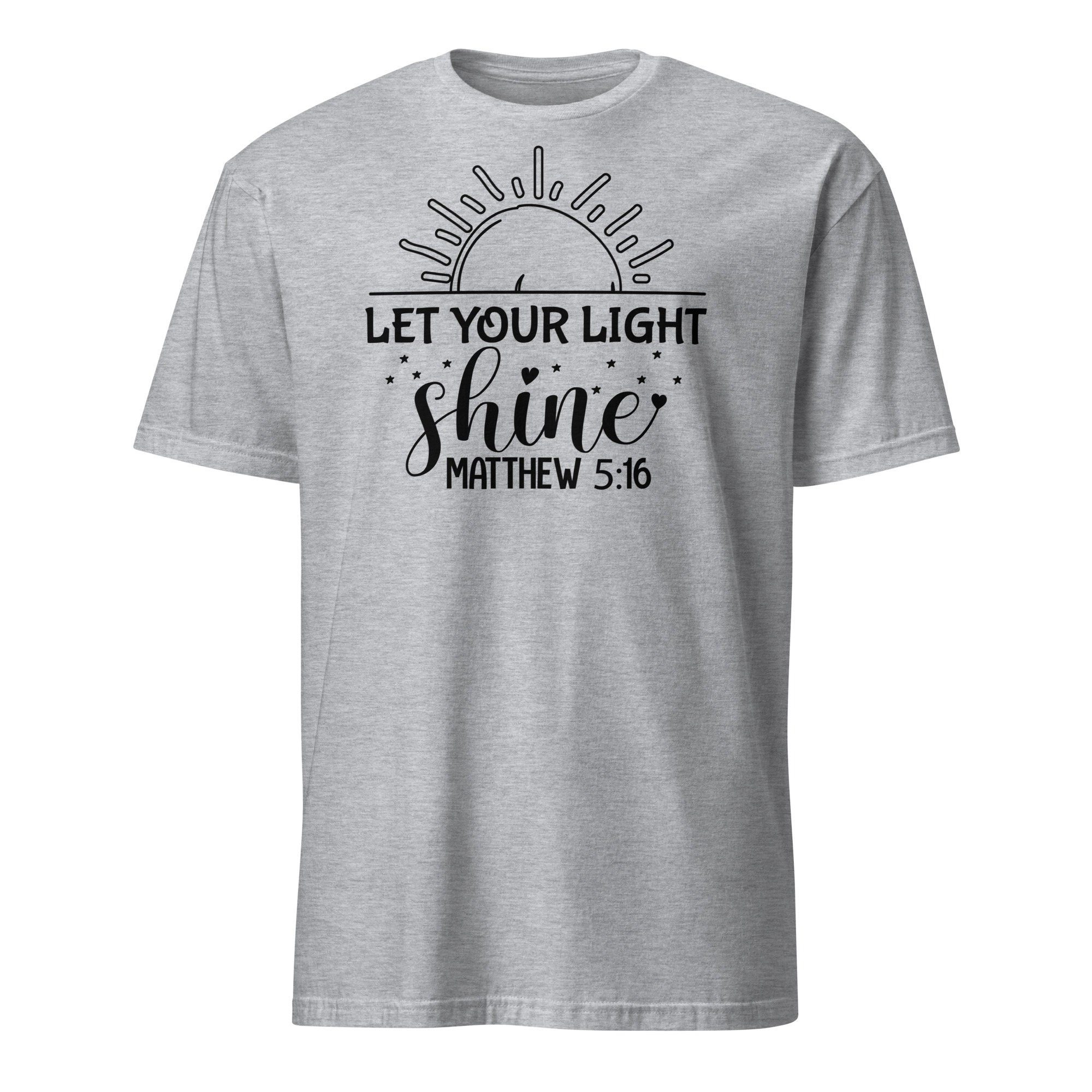 Bible verse t shirt gift for man with this verse text Let your light shine, Short-Sleeve Unisex T-Shirt - Image 6