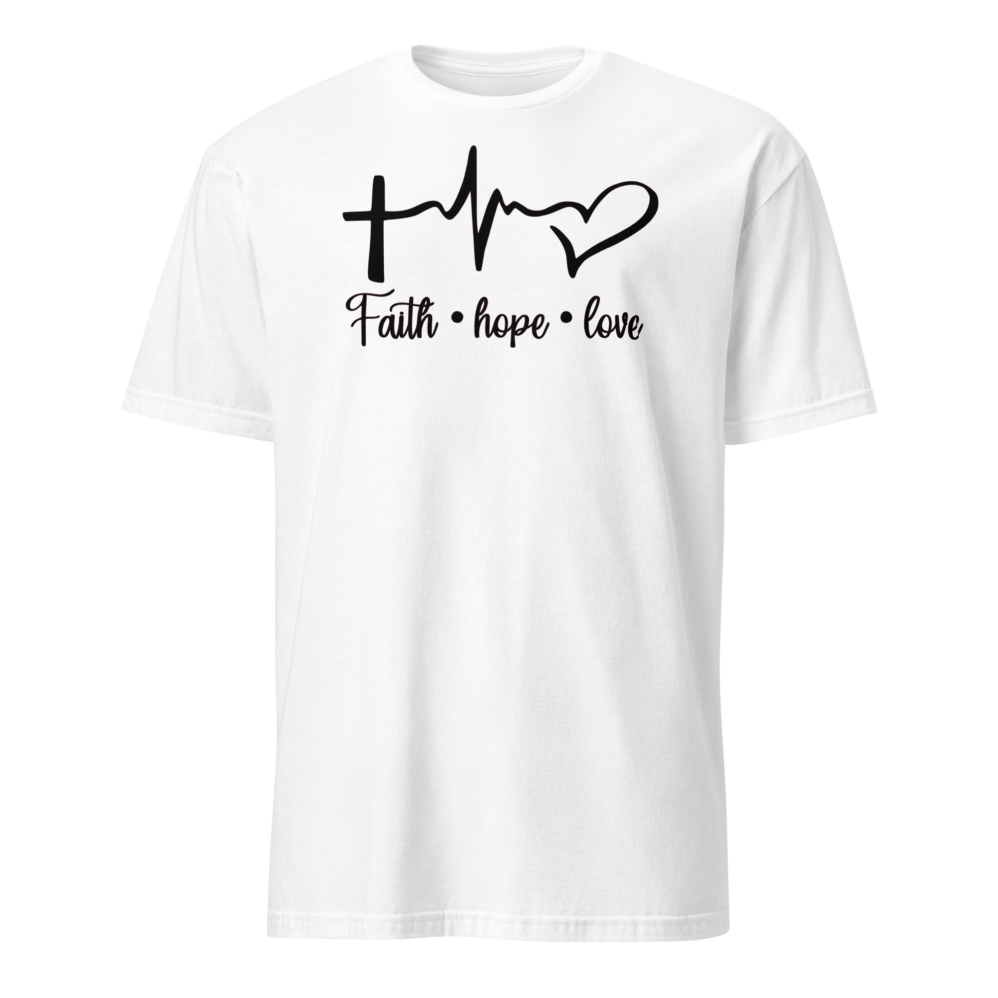 Best Faith t shirt gift for man with this text Faith hope love, Religious t shirt gift for women, Short-Sleeve Unisex T-Shirt - Image 7