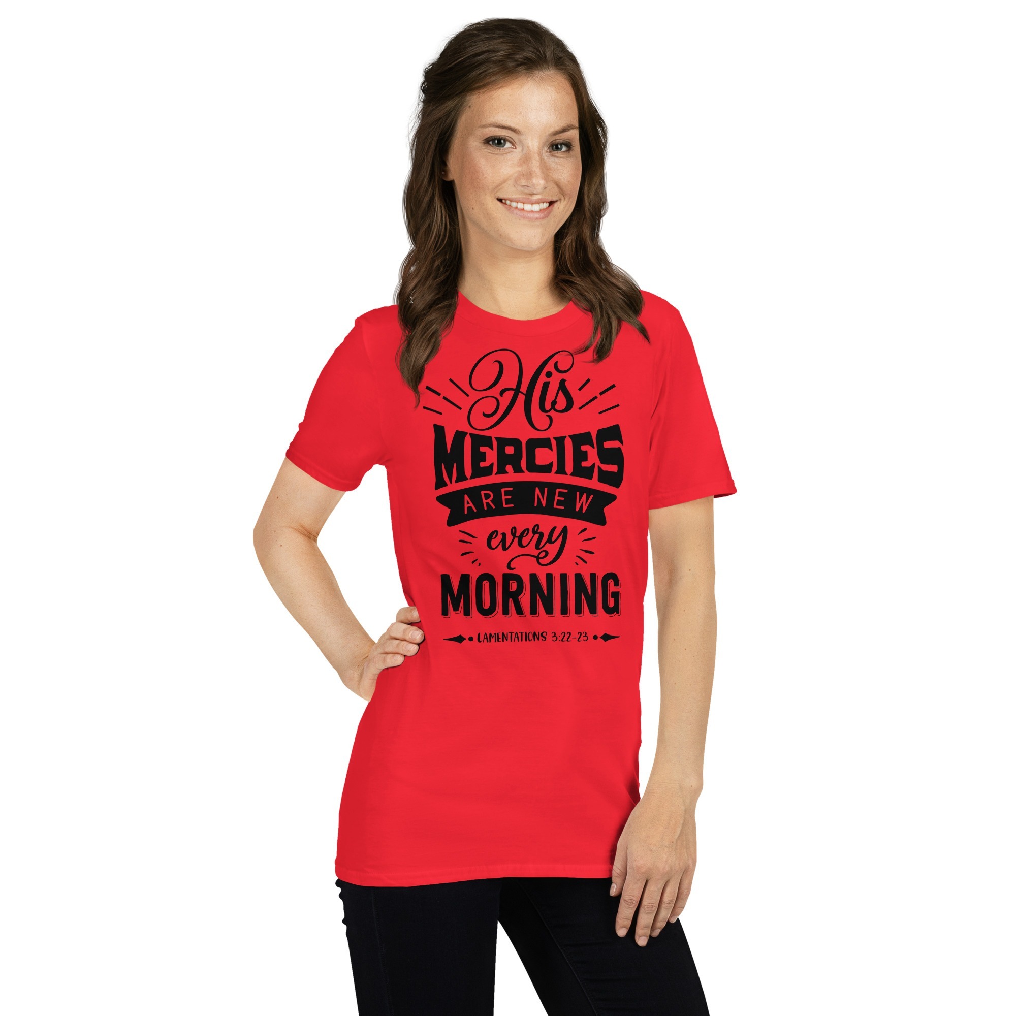 His mercies are new every morning christian t shirts for man Short-Sleeve Unisex T-Shirt - Image 4
