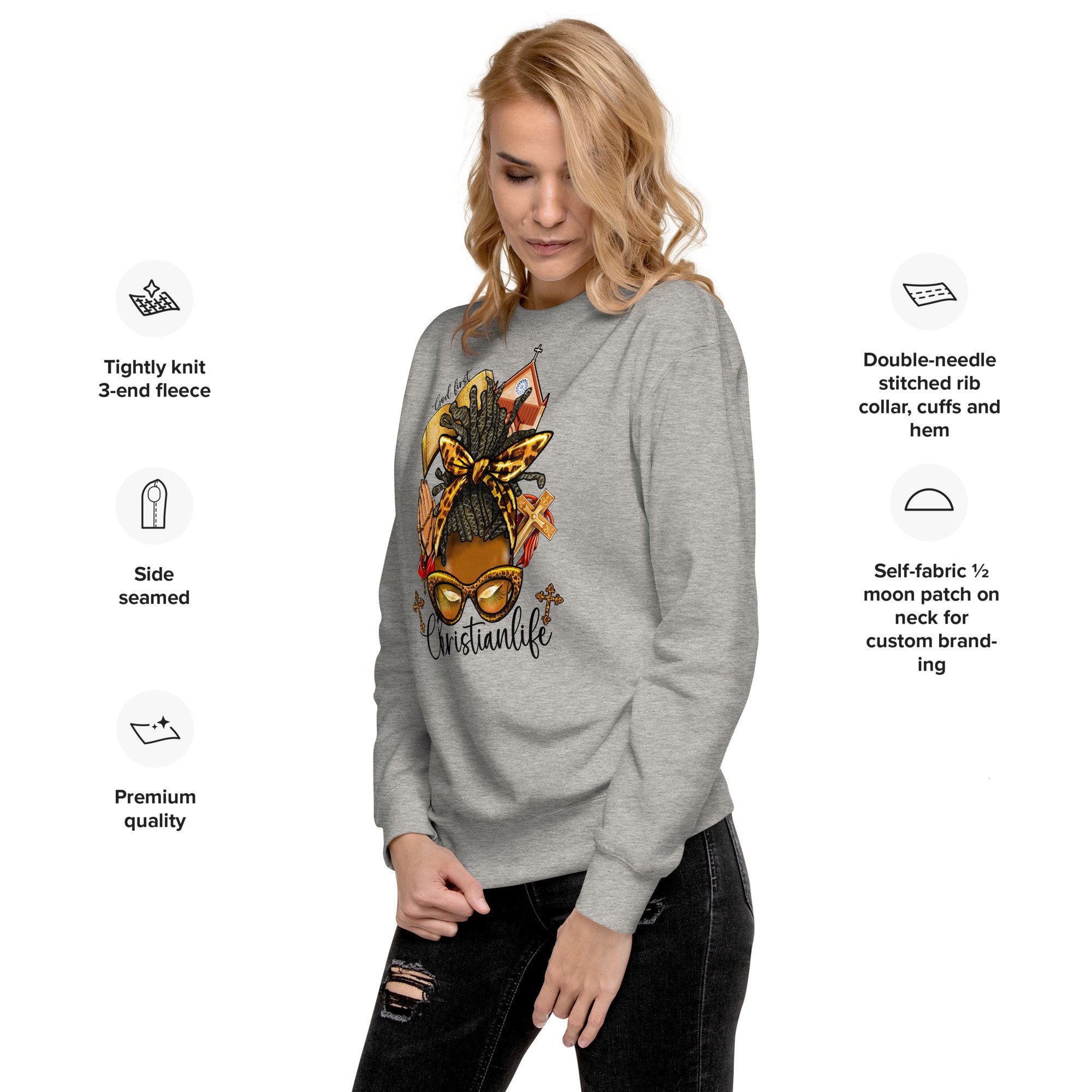 God firts christian life christian sweatshirts for women birthday gift Unisex Premium Sweatshirt - Image 4