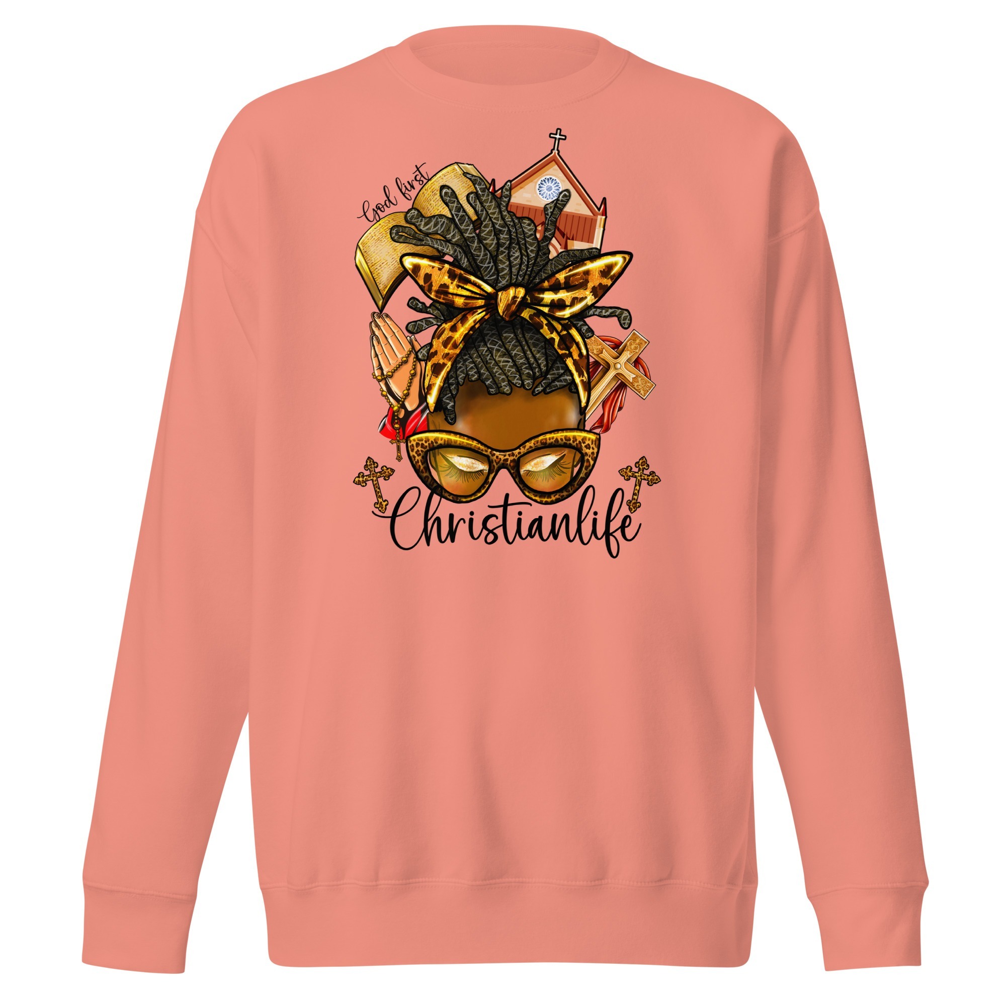 God firts christian life christian sweatshirts for women birthday gift Unisex Premium Sweatshirt - Image 6