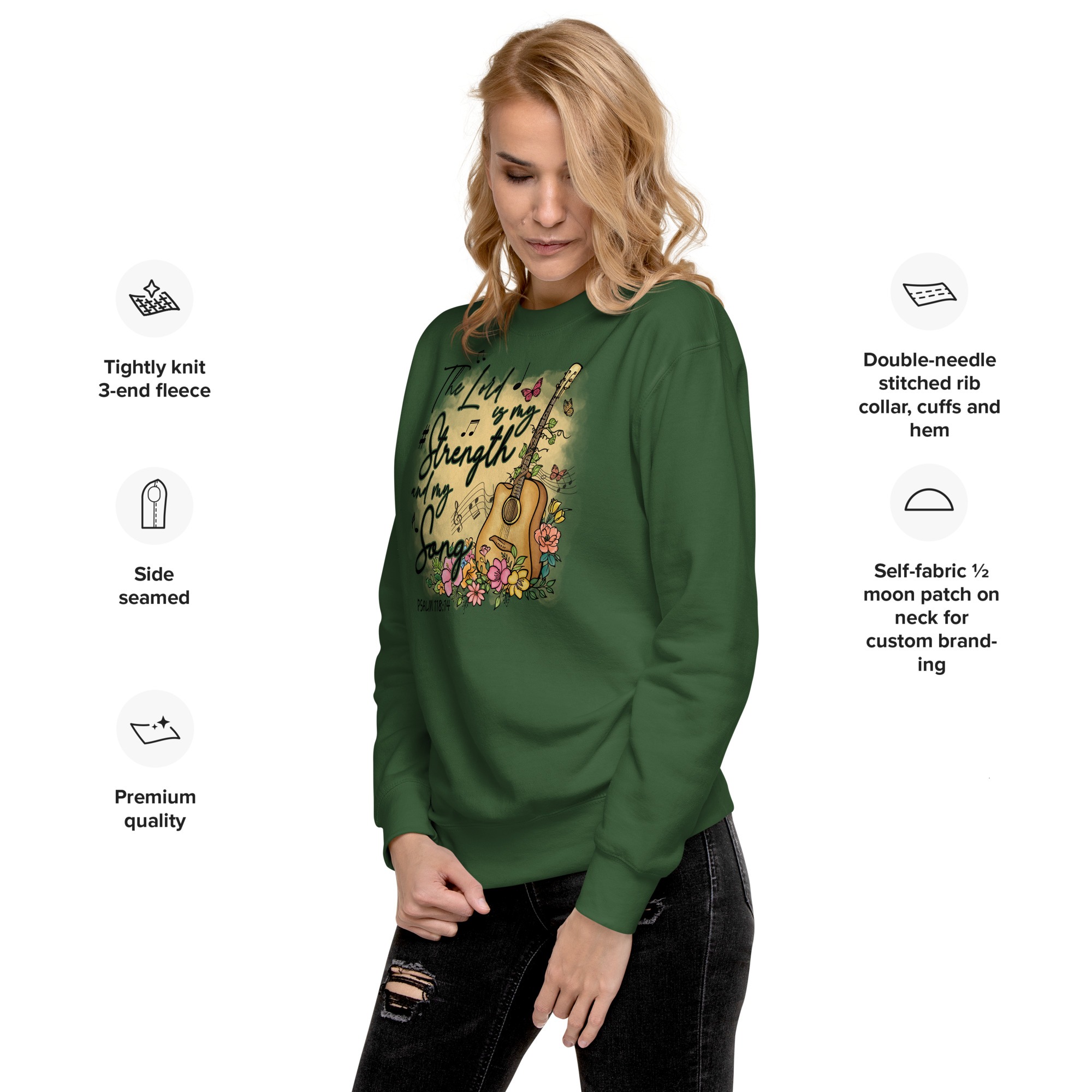 the lord is my strength and my song christian sweatshirts for women Unisex Premium Sweatshirt - Image 4