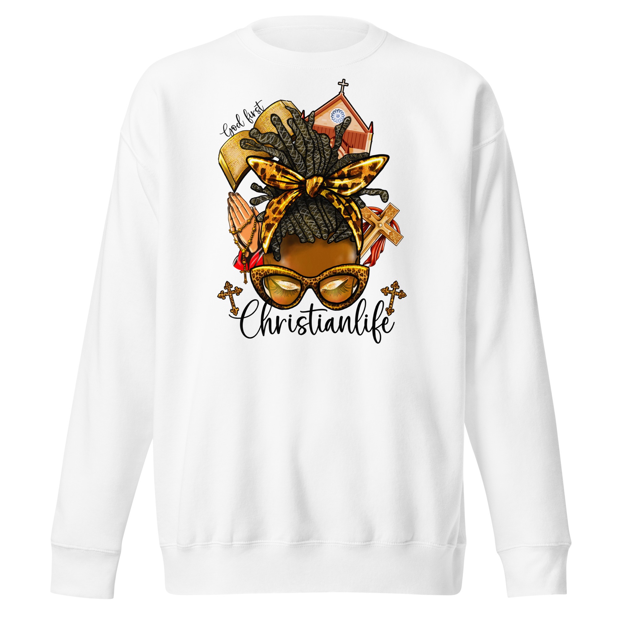 God firts christian life christian sweatshirts for women birthday gift Unisex Premium Sweatshirt - Image 7